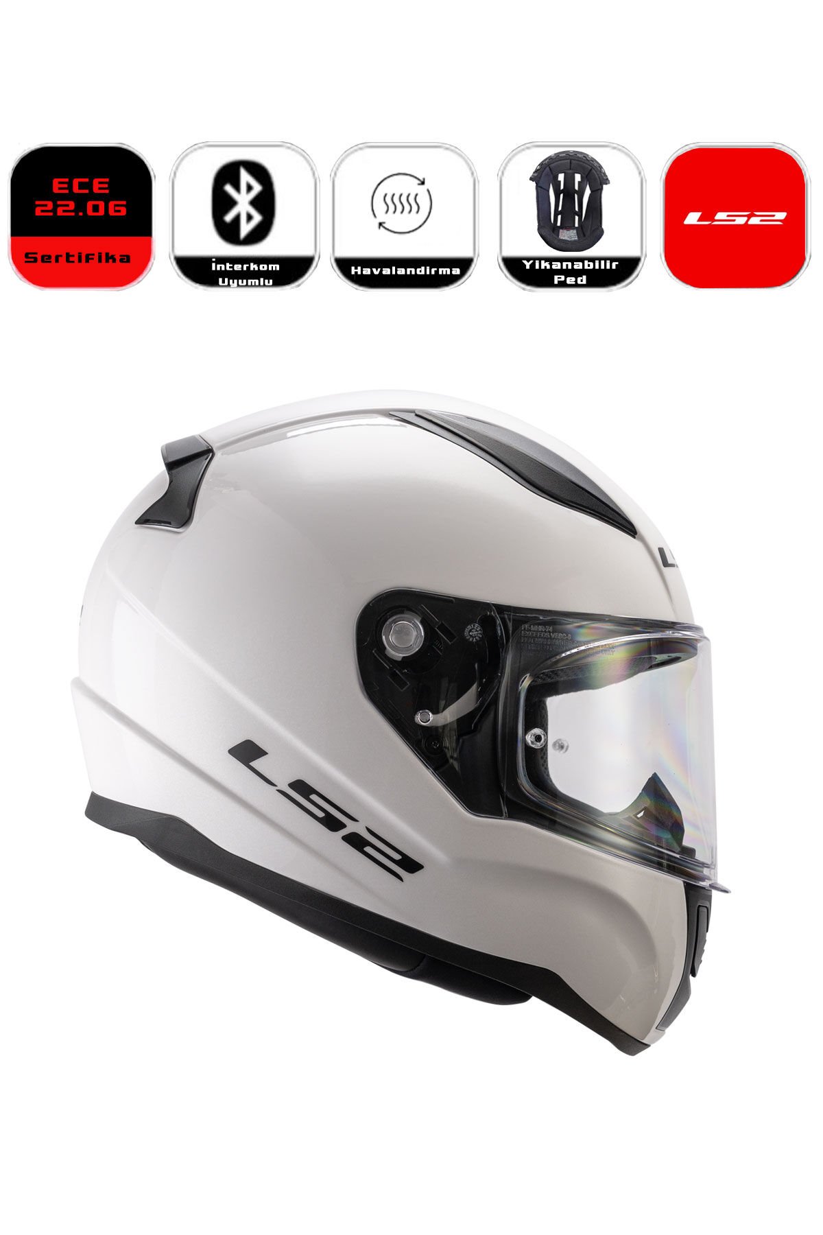 LS2 Rapid 2 Motor Kaskı Yeni Seri Beyaz (ECE 22.06 )