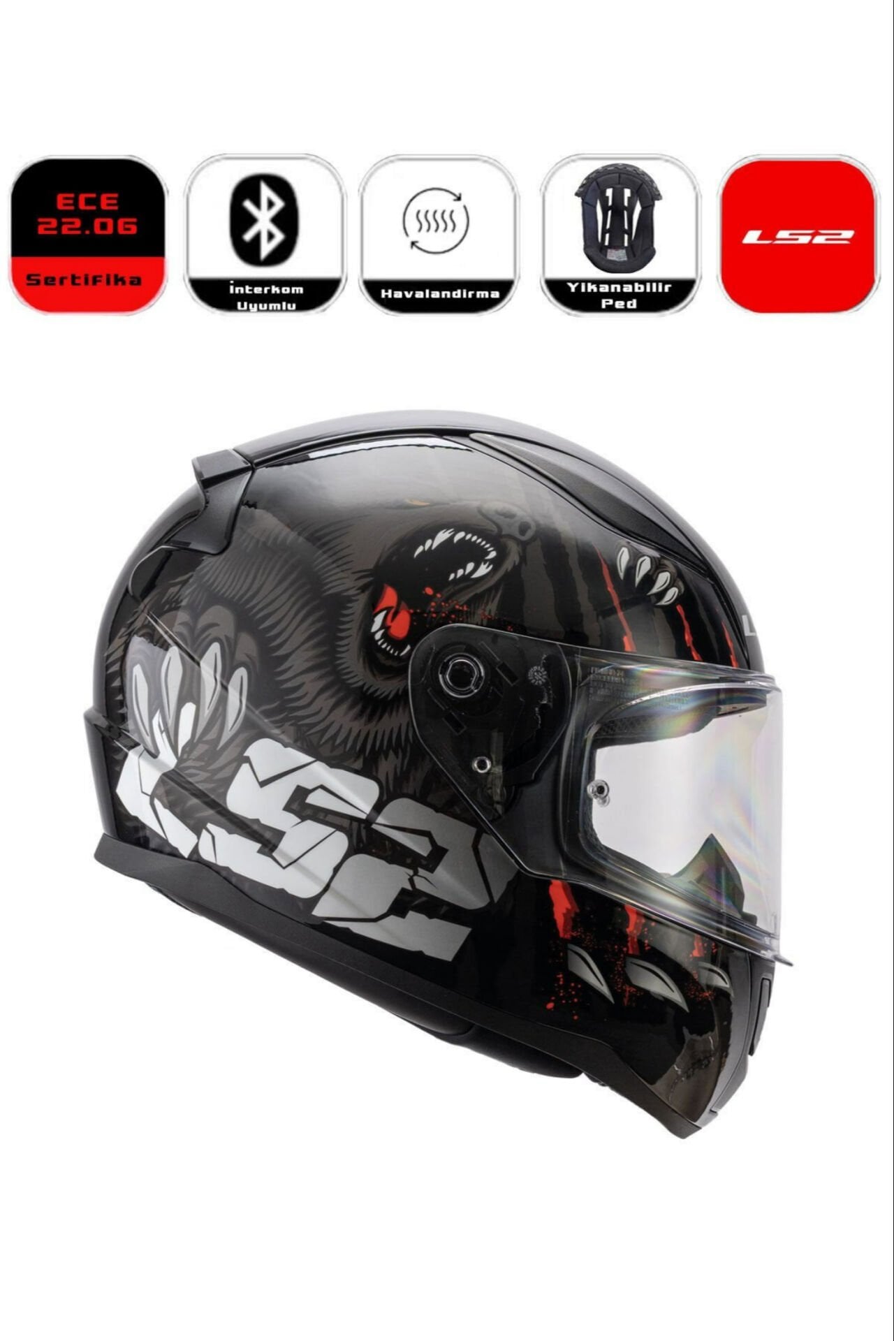 LS2 Rapid 2 Motor Kaskı Yeni Seri Claw Black (ECE 22.06)