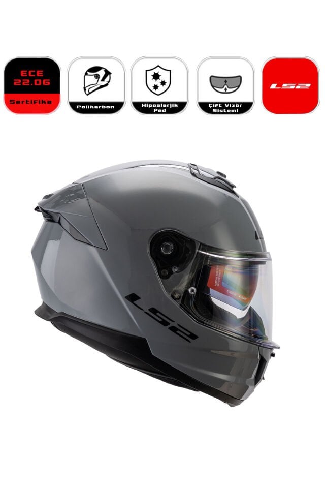 LS2  Stream II Motor Kaskı Yeni Seri Nardo Gri  (ECE 22.06)