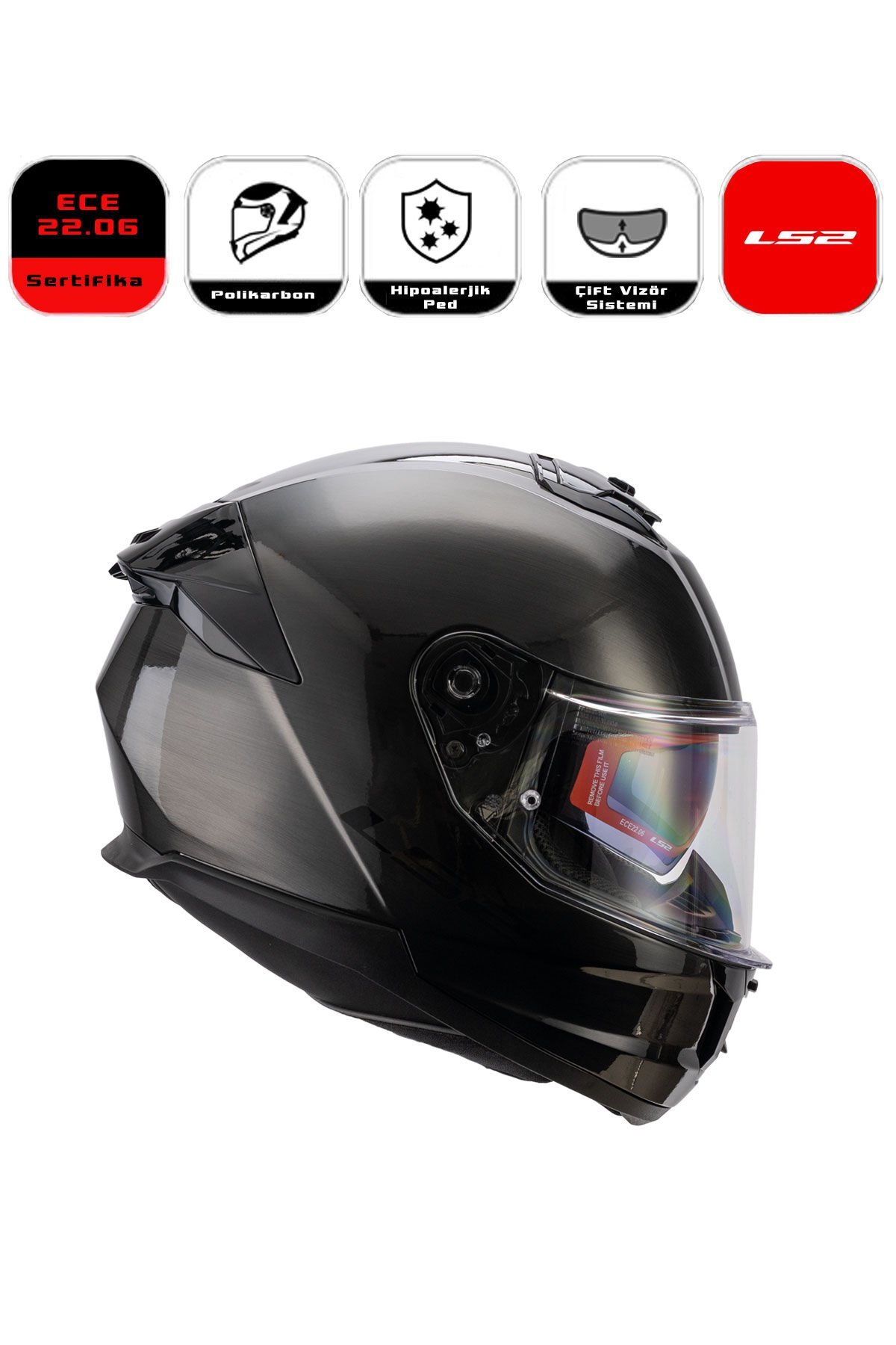 LS2  Stream II Motor Kaskı Yeni Seri Jeans Titanyum (ECE 22.06)