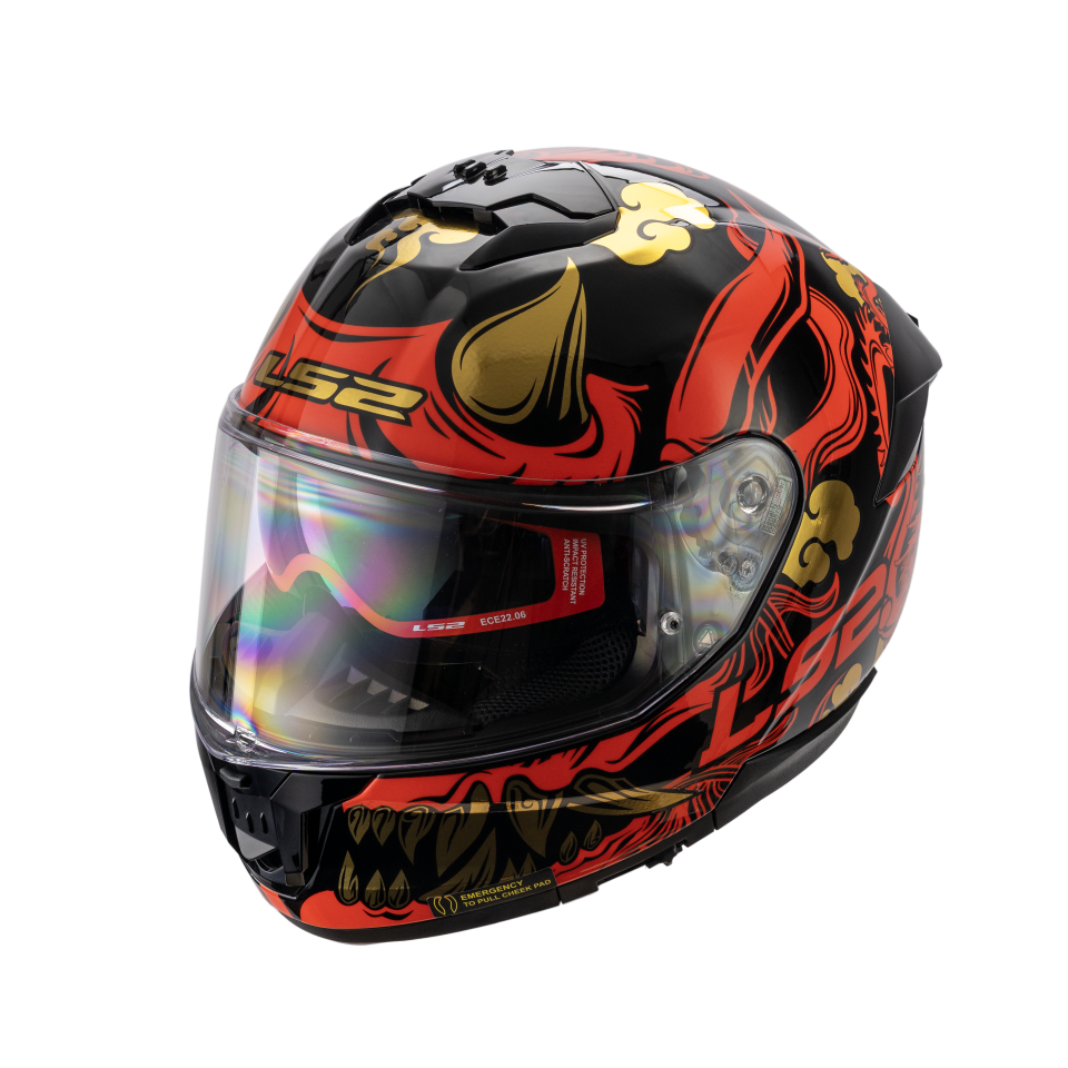 LS2  Stream II Motor Kaskı Yeni Seri Drako Black Red (ECE 22.06)
