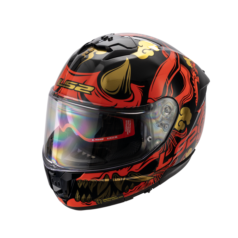 LS2  Stream II Motor Kaskı Yeni Seri Drako Black Red (ECE 22.06)