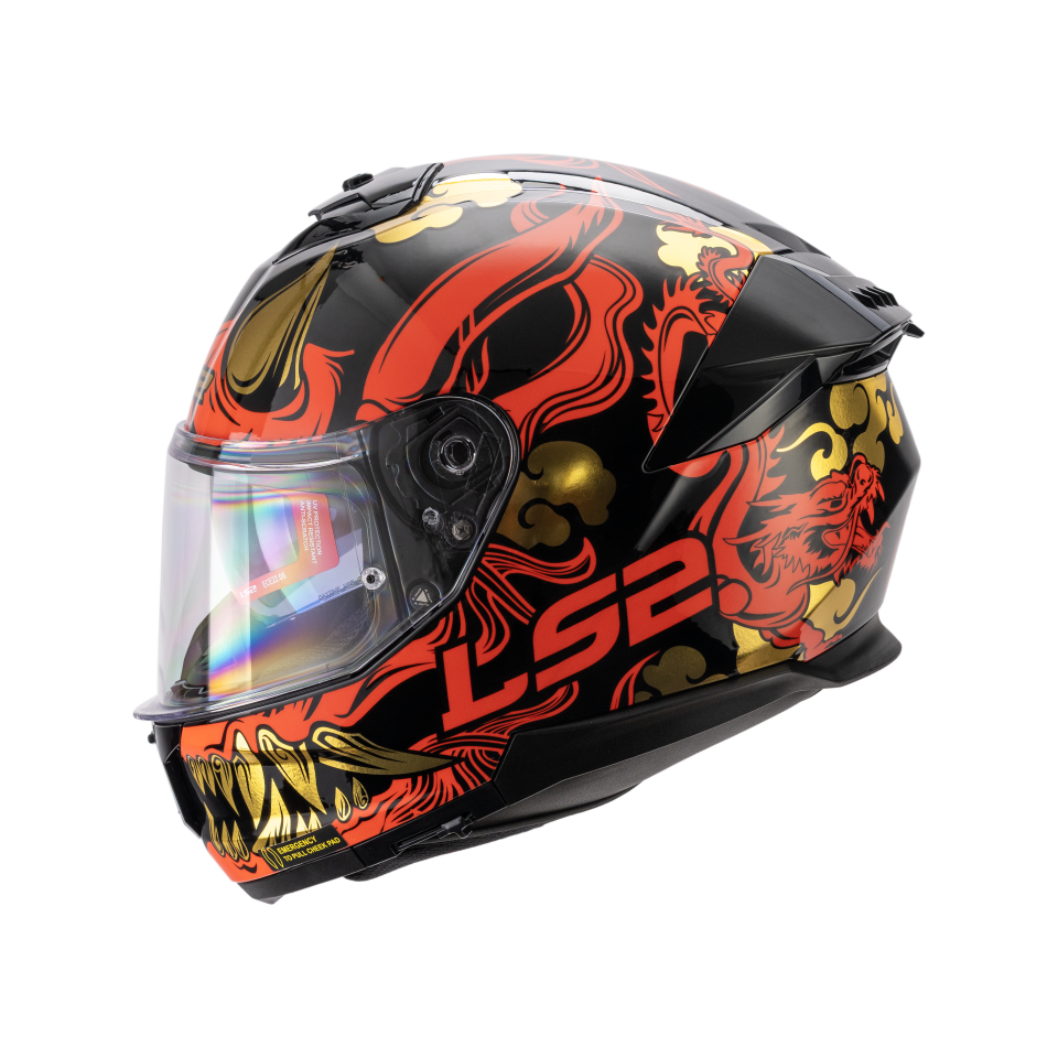 LS2  Stream II Motor Kaskı Yeni Seri Drako Black Red (ECE 22.06)
