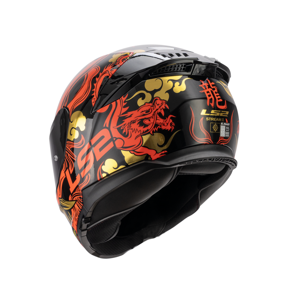 LS2  Stream II Motor Kaskı Yeni Seri Drako Black Red (ECE 22.06)