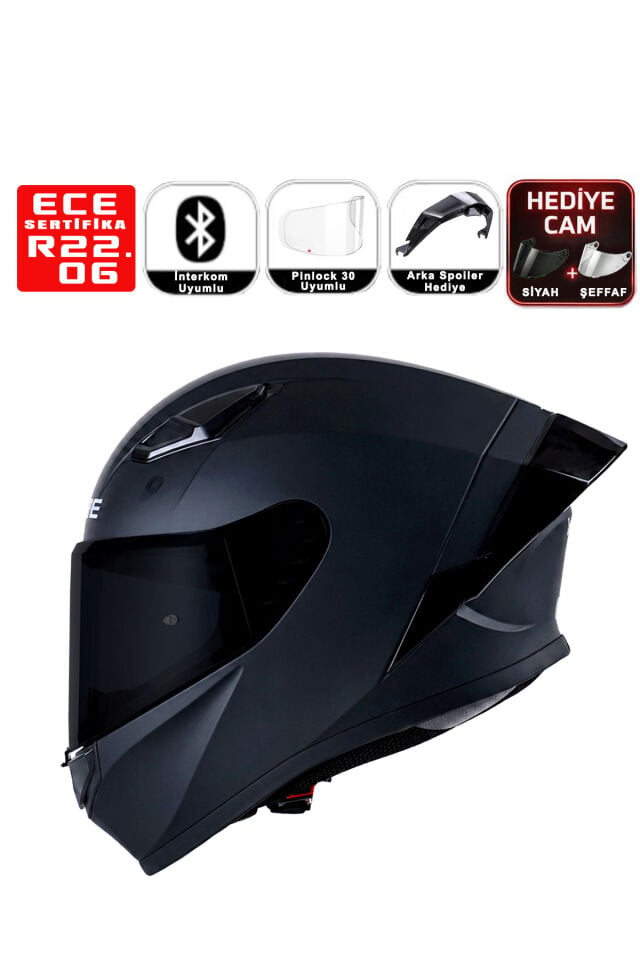 Yohe 988 Mat Siyah Kapalı Kask