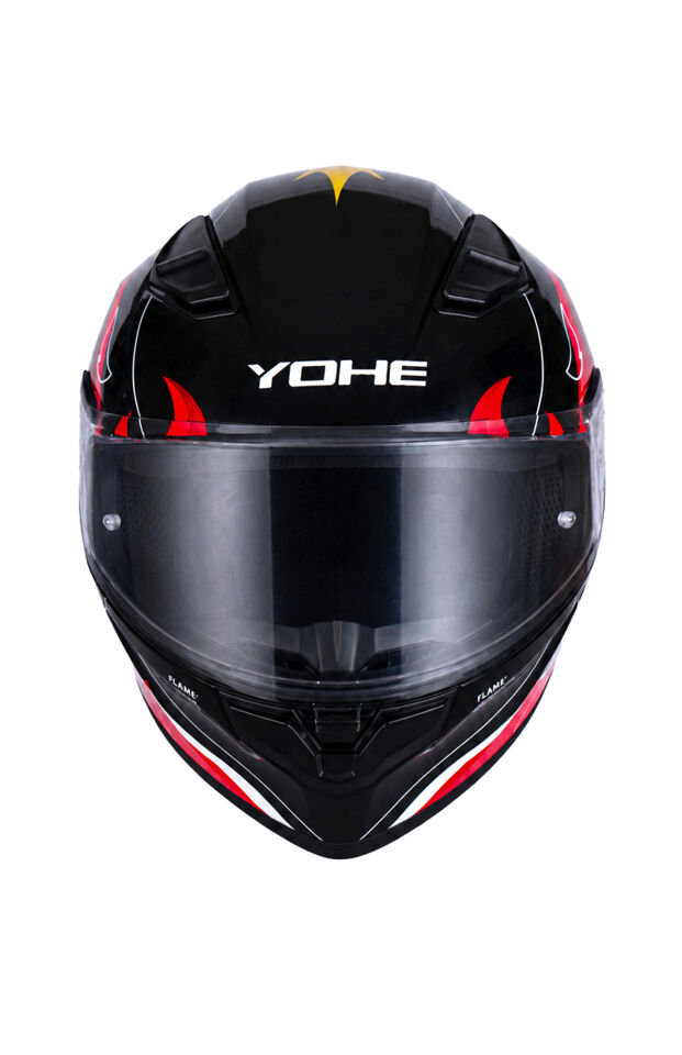 Yohe 988 Parlak Siyah Kırmızı Kapalı Kask