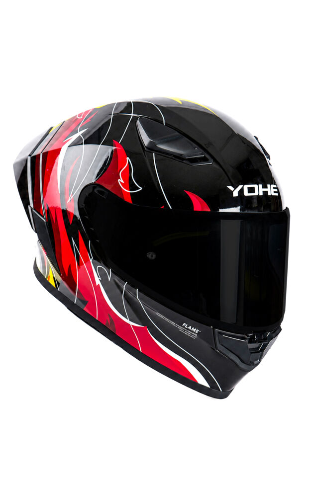 Yohe 988 Parlak Siyah Kırmızı Kapalı Kask