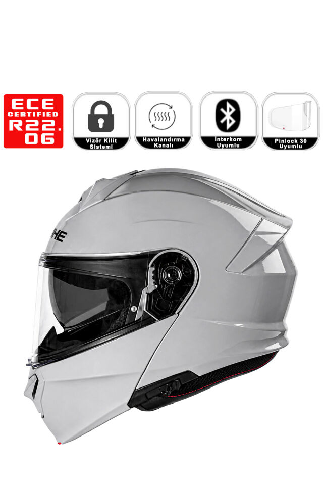 Yohe 935 Açık Gri Çene Açılır Kask