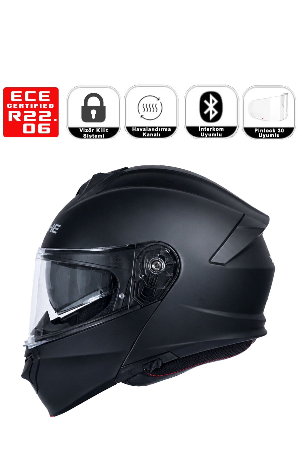 Yohe 935 Mat Siyah Çene Açılır Kask