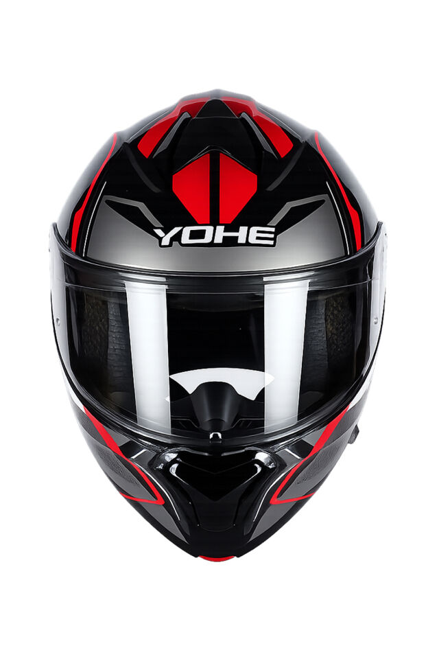 Yohe 935 Siyah Gri Kırmızı Çene Açılır Kask