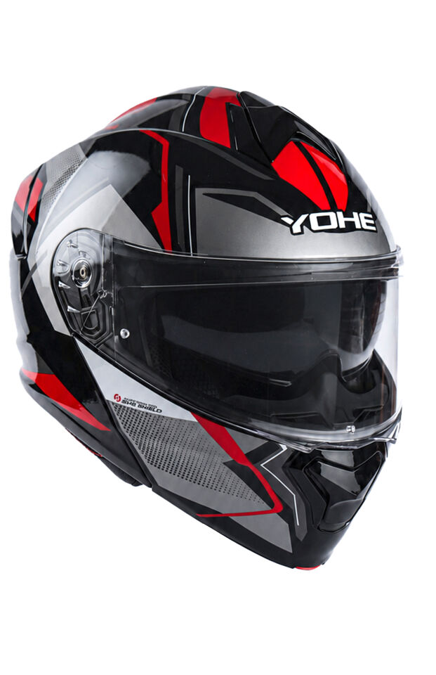 Yohe 935 Siyah Gri Kırmızı Çene Açılır Kask