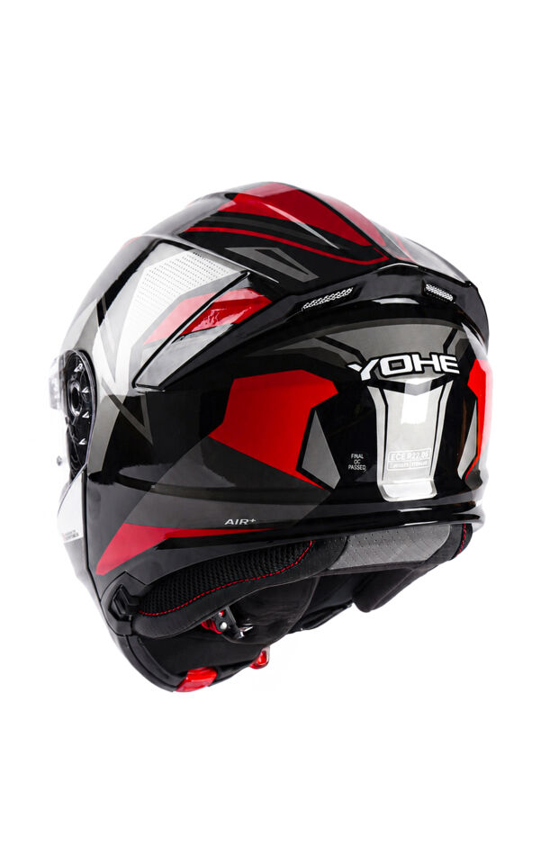 Yohe 935 Siyah Gri Kırmızı Çene Açılır Kask