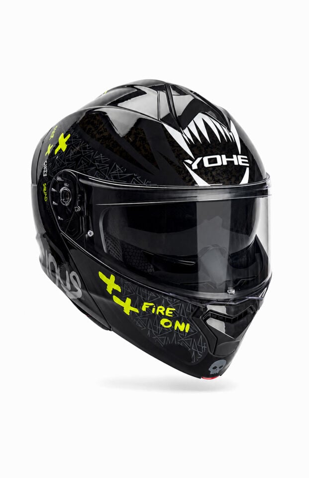Yohe 935 Siyah Sarı Yazılı Çene Açılır Kask