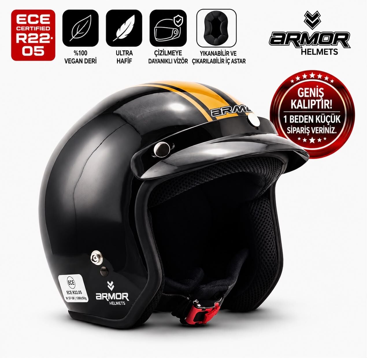 ARMOR HELMETS AV-47 Jokey Kask Siyah Turuncu