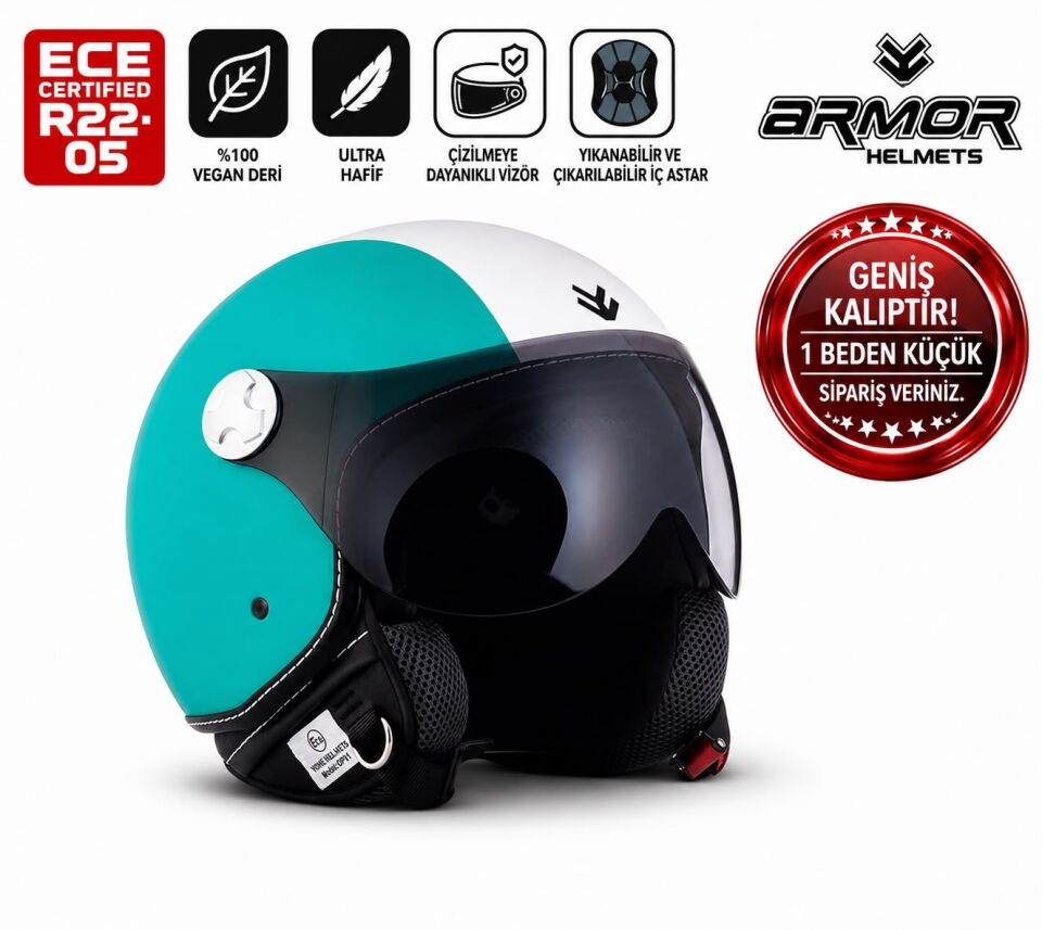 ARMOR HELMETS AV-84 İtaly Vintage Çenesiz Motosiklet Kaskı
