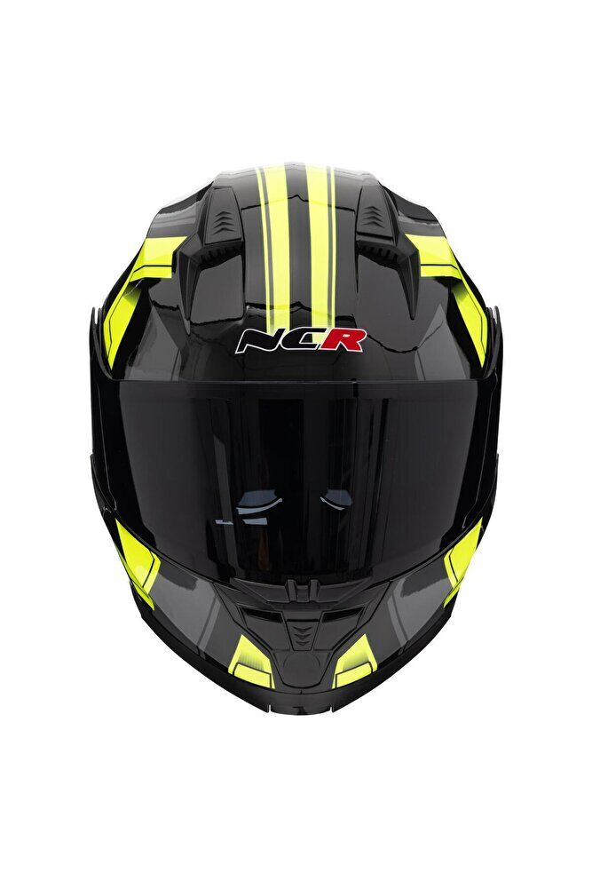 ICON Çene Açılır Kask Siyah Vizörlü Sarı Siyah Vizör - 2XL