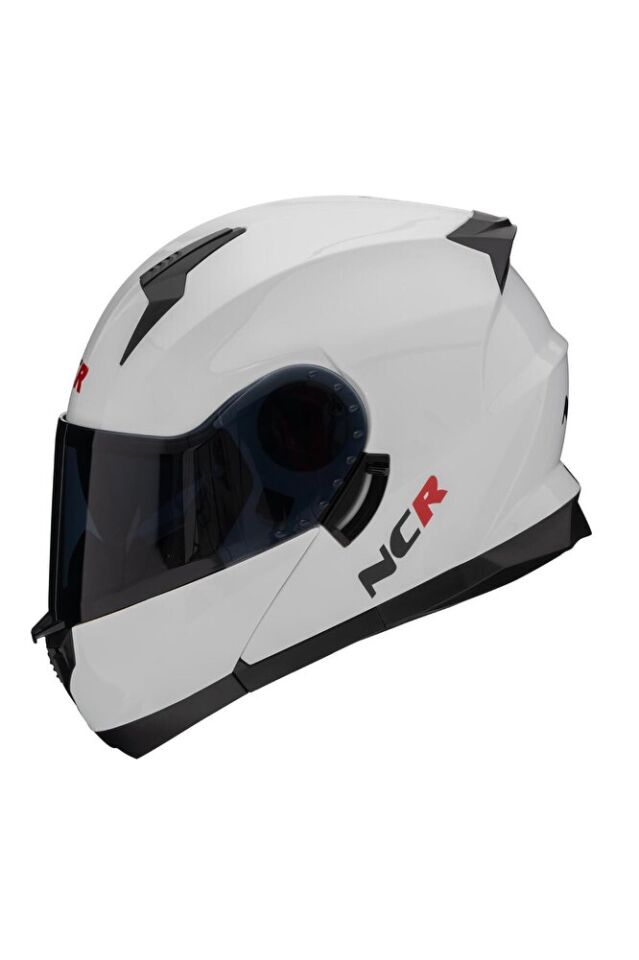 ICON Çene Açılır Kask Siyah Vizörlü Beyaz Siyah Vizör - L