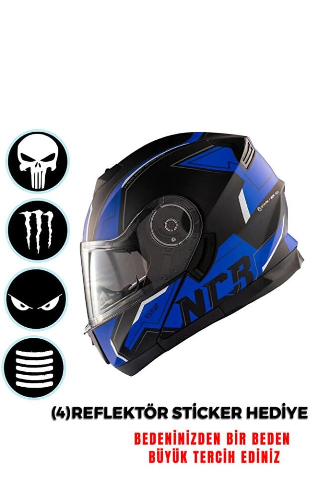 Stars Çene Açılır Beyaz Kask(ECE BELGELİ)