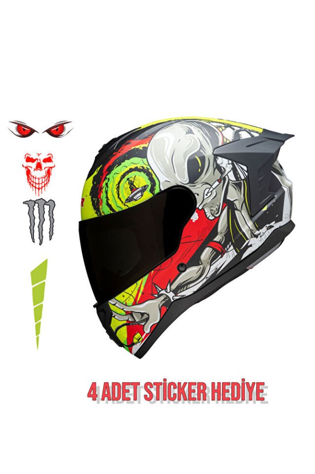 Sarı Kırmızı Siyah Vizör