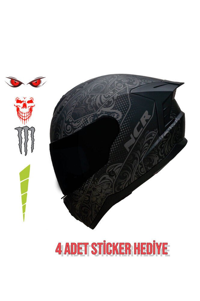 Rapid Siyah Camlı Kapalı Kask (Ece Belgeli) SV Mat Desenli - XL