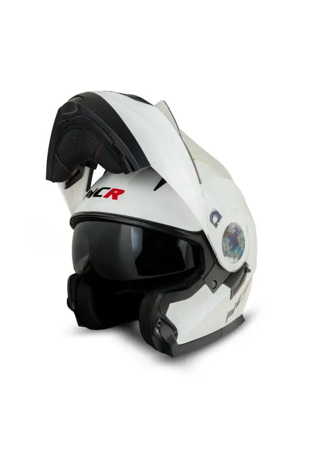 NCR Icon Çene Açılır Parlak Beyaz Motosiklet Kaskı