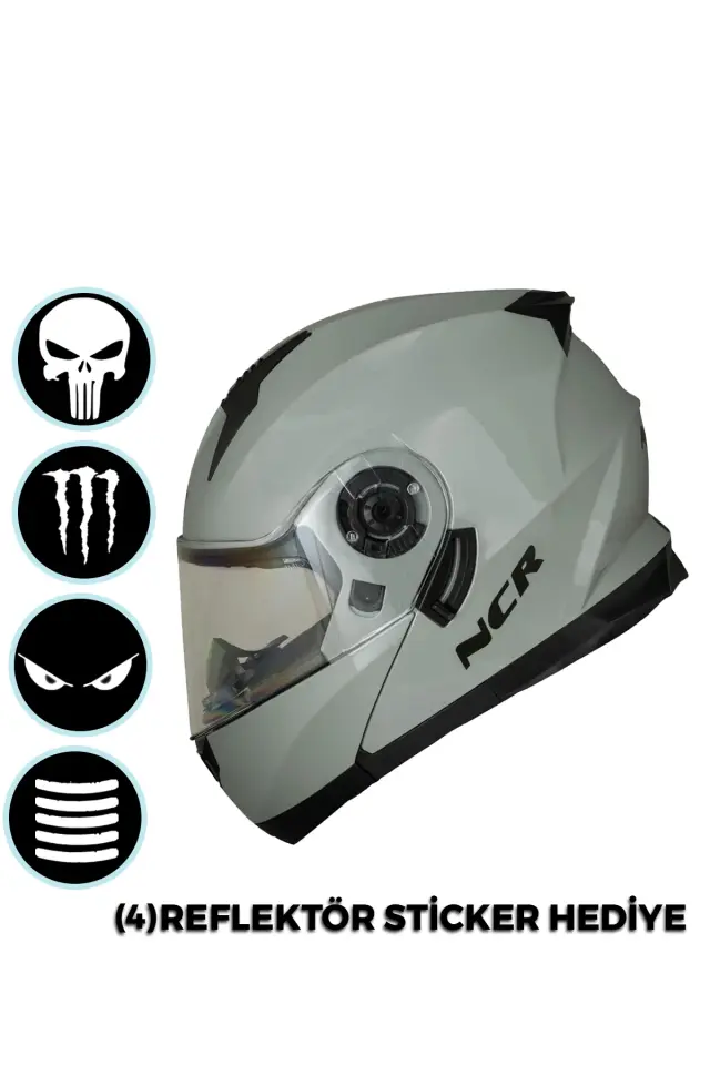 NCR Icon Çene Açılır Cool Gri Motosiklet Kaskı