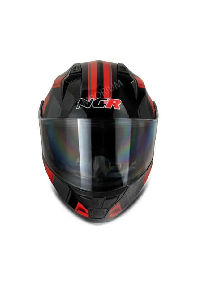 NCR Icon Çene Açılır Kırmızı-Siyah Motosiklet Kaskı