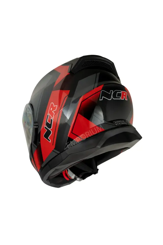 NCR Icon Çene Açılır Kırmızı-Siyah Motosiklet Kaskı