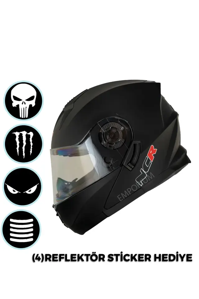 NCR Icon Çene Açılır Mat Siyah Motosiklet Kaskı