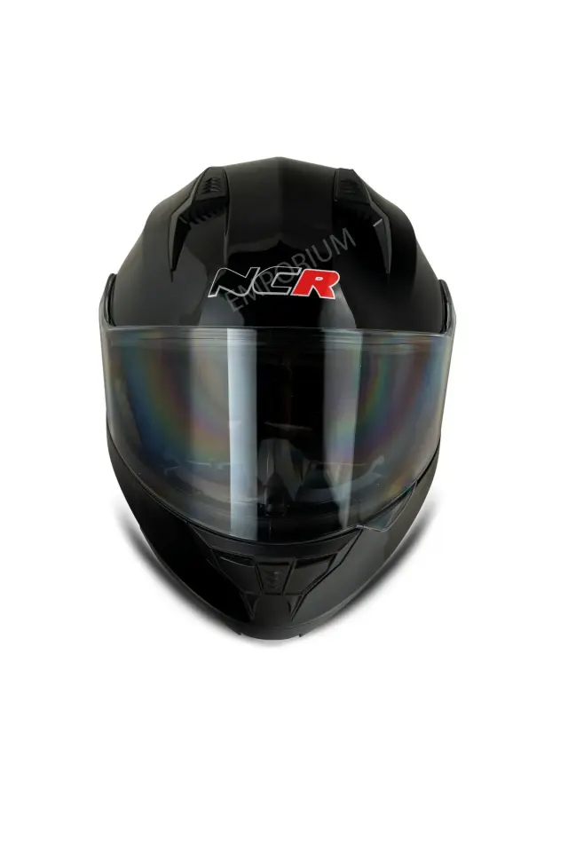 NCR Icon Çene Açılır Parlak Siyah Motosiklet Kaskı