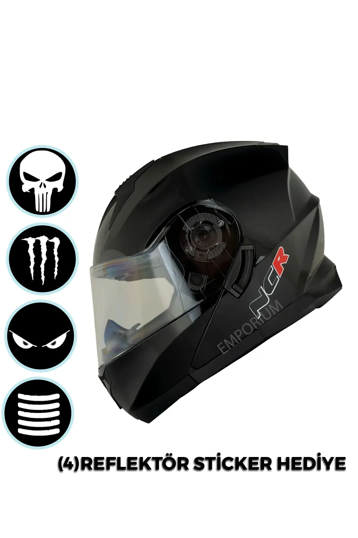 NCR Icon Çene Açılır Parlak Siyah Motosiklet Kaskı