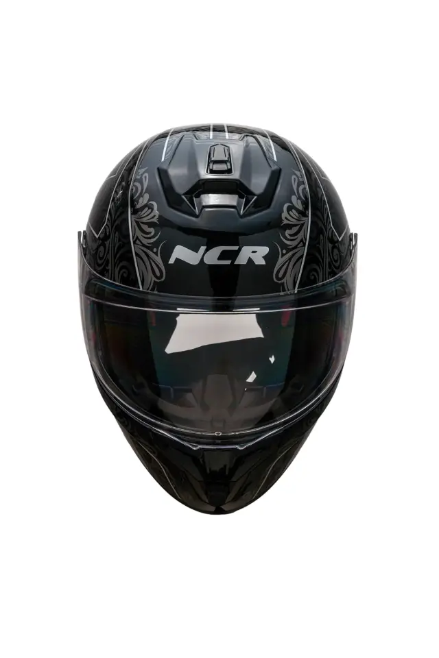 NCR Rapid Parlak Siyah-Beyaz Grafik Kask