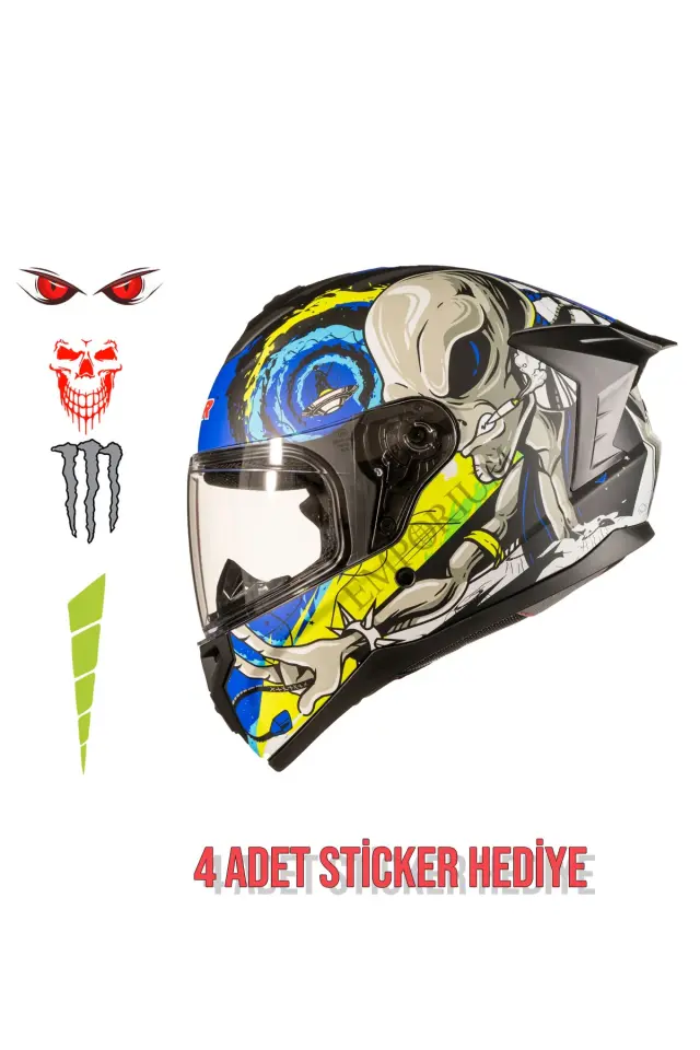 NCR Rapid Uzaylı Mavi-Sarı Kask