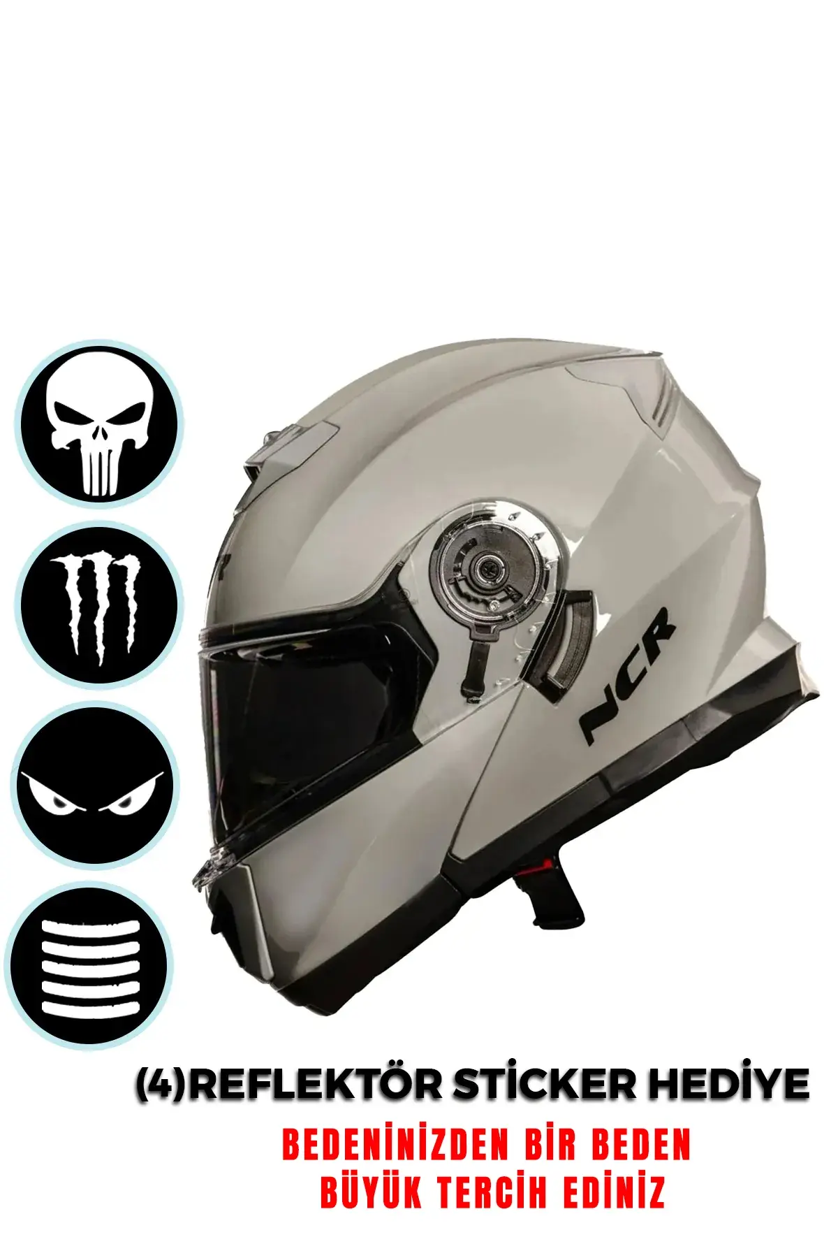 NCR Stars Çene Açılır Cool Gri Kask