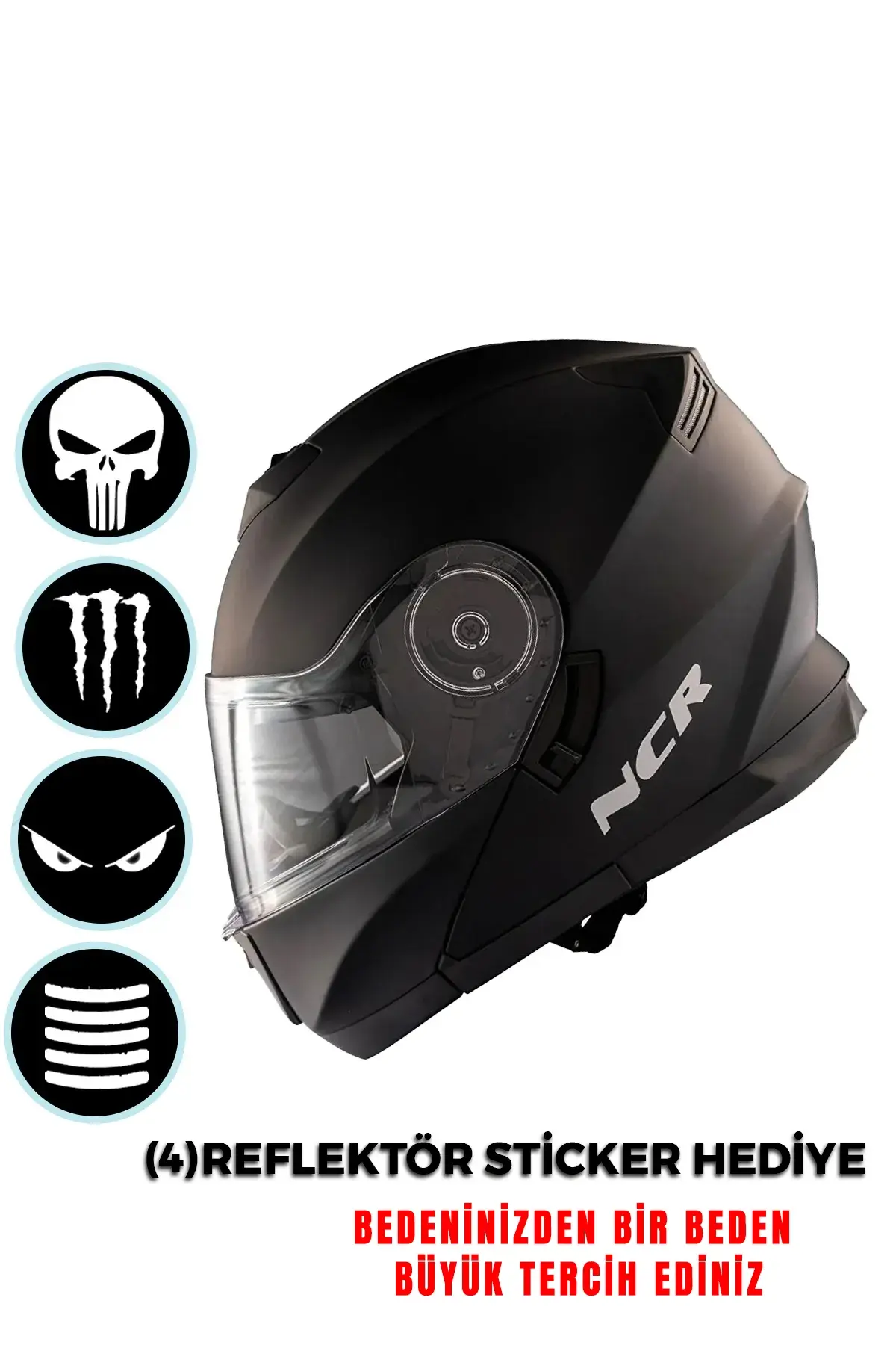 NCR Stars Çene Açılır Mat Siyah Kask