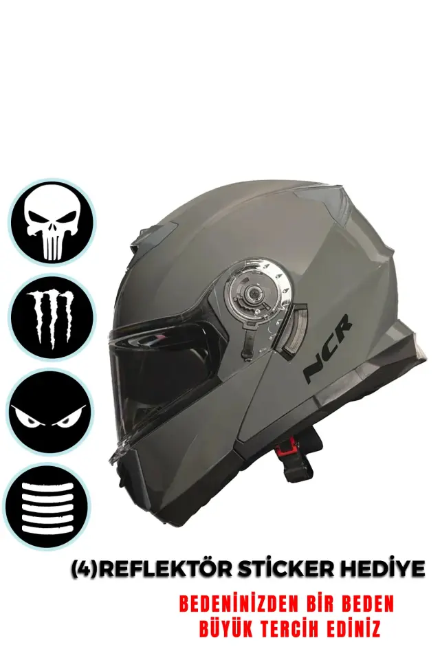 NCR Stars Çene Açılır Nardo Gri Kask