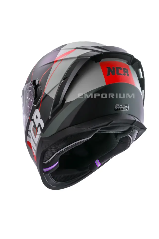 Ncr Stream Kapalı Kask Siyah Vizörlü (ECE-06)  Kırmızı Gri