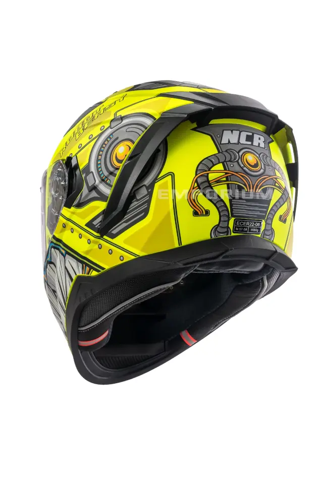 Ncr Stream Kapalı Kask Siyah Vizörlü (ECE-06) Sarı Robot
