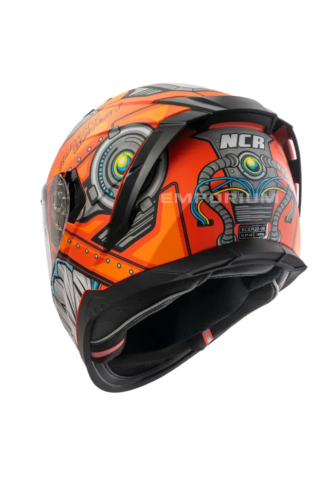 Ncr Stream Kapalı Kask Siyah Vizörlü (ECE-06)  Turuncu Robot