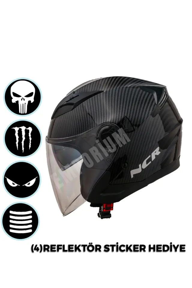 Jet Çenesiz Motosiklet Kaskı (ECE) Carbon