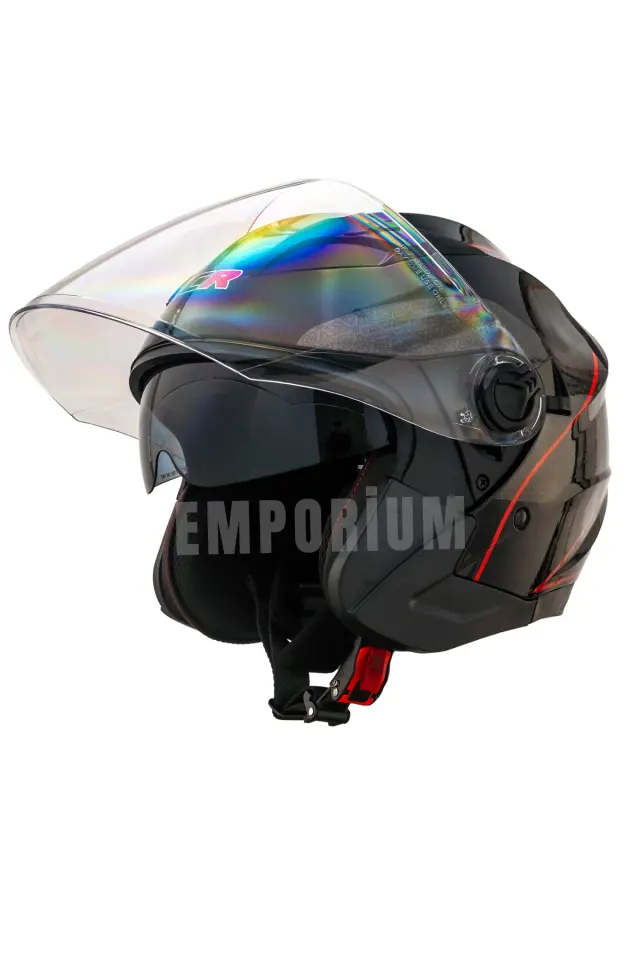 Jet Çenesiz Motosiklet Kaskı (ECE) Kırmızı