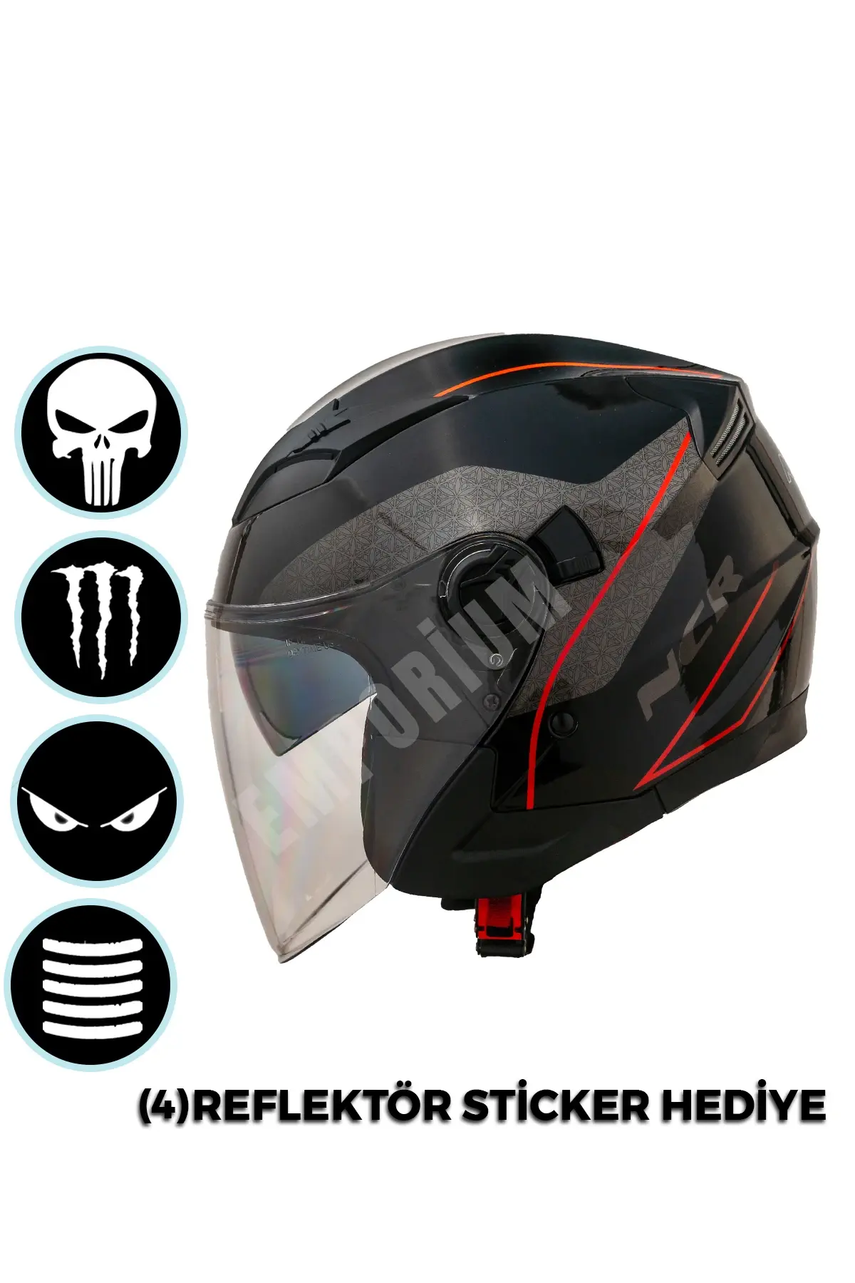 Jet Çenesiz Motosiklet Kaskı (ECE) Kırmızı