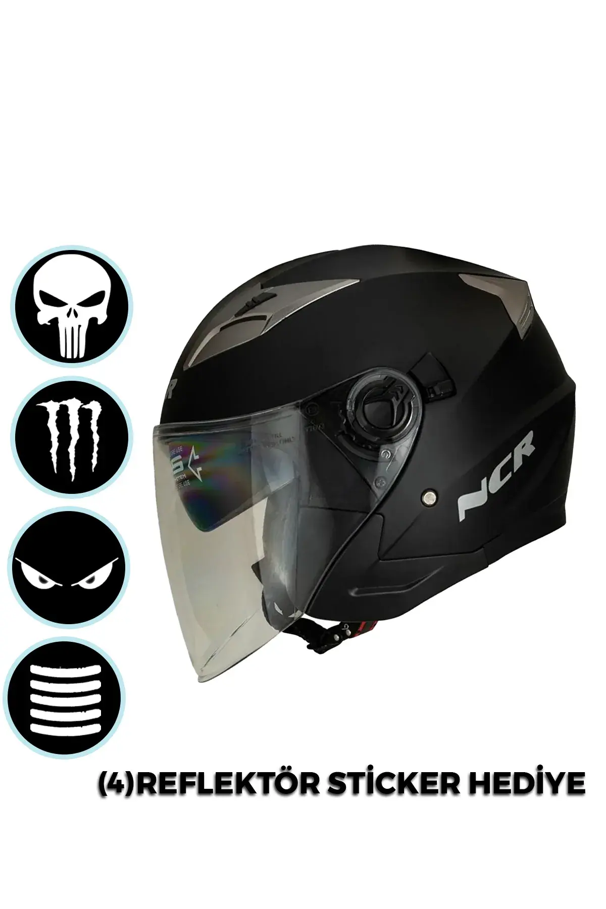 Jet Çenesiz Motosiklet Kaskı (ECE) Mat Siyah