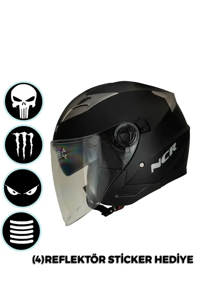 Jet Çenesiz Motosiklet Kaskı (ECE) Mat Siyah