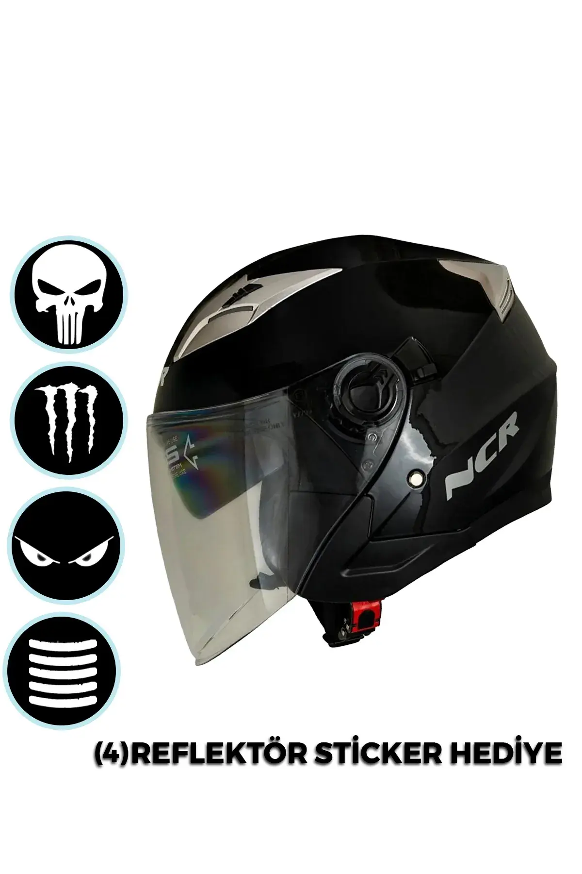 Jet Çenesiz Motosiklet Kaskı (ECE) Parlak Siyah