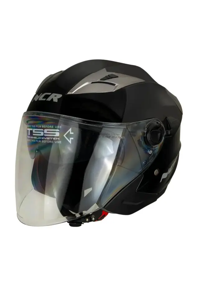 Jet Çenesiz Motosiklet Kaskı (ECE) Parlak Siyah