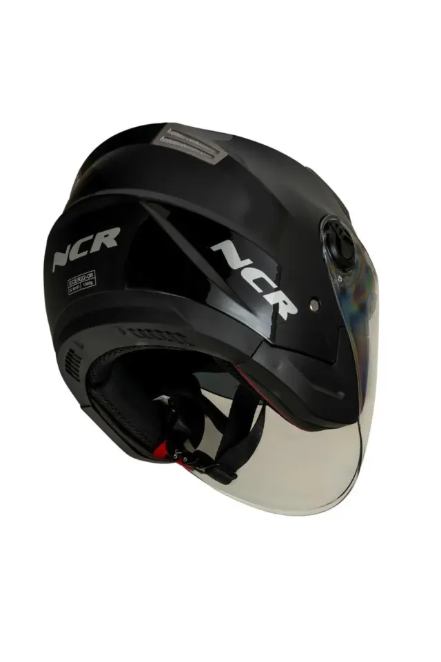 Jet Çenesiz Motosiklet Kaskı (ECE) Parlak Siyah