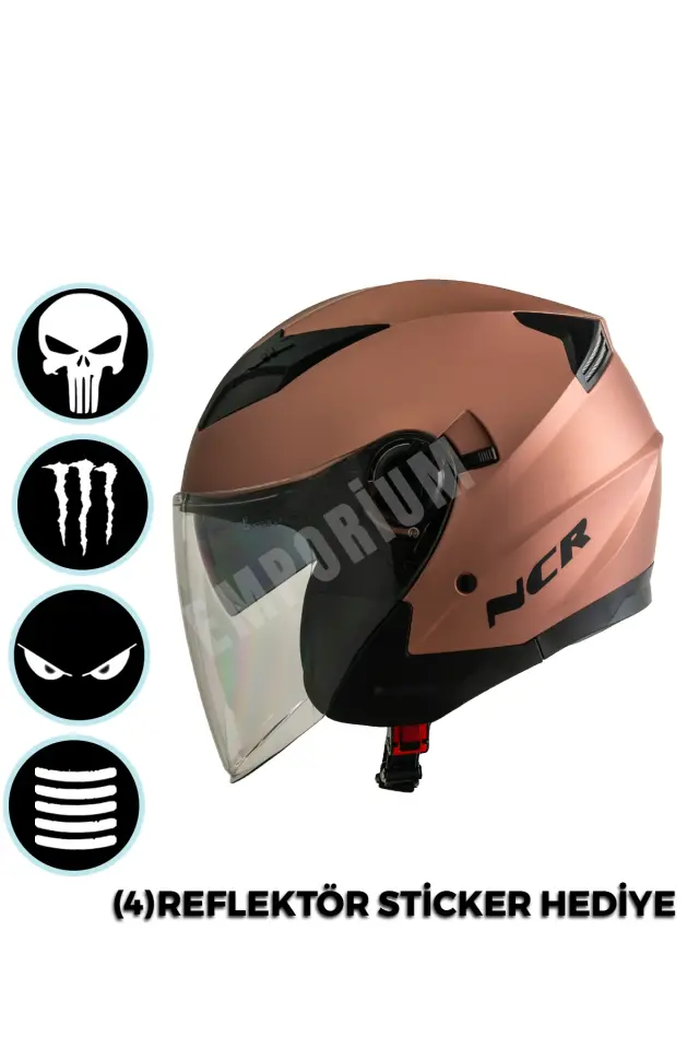 Jet Çenesiz Motosiklet Kaskı (ECE) Rose Gold