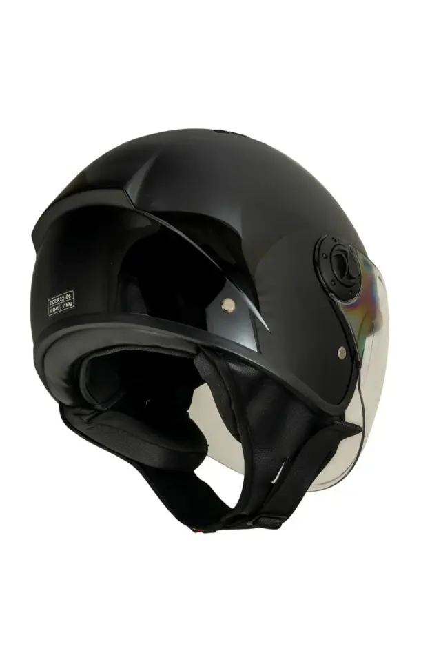 Air Çenesiz Motosiklet Kaskı (ECE) Parlak Siyah