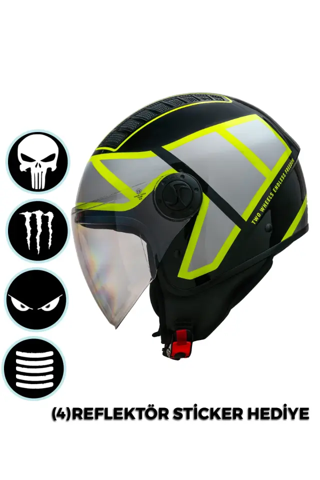 Air Çenesiz Motosiklet Kaskı (ECE)  Sarı Siyah